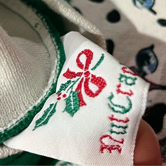 Vintage 80s Nutcracker Green Dalmations Dog Animal Print Christmas Sweatshirt - Picture 5 of 5